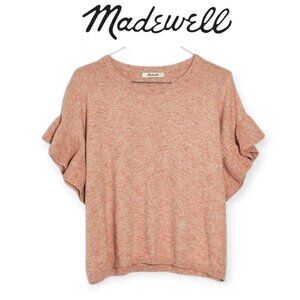 Madewell Peachy Pink Flutter Sleeve Sweater Tee Soft Easy Boxy Medium Womens
